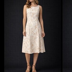 Nicole Miller Dress Linen Blend Shift Dress Leaf Print Dress Sz 6 NWT